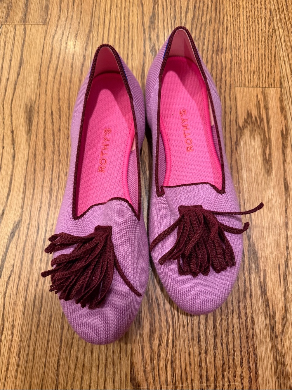Rothy's The Merino Wool Tassel Slip On Loafer Flat Lavender Size 8.5